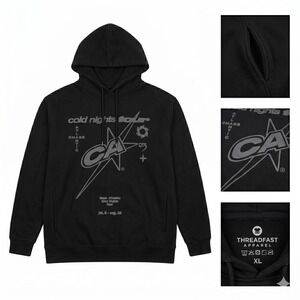 Chase Atlantic Cold Nights Tour Hoodie Mens XL Black Tonal Band Merch 2022